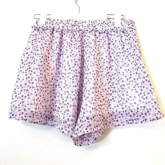 Altar’d State Women's Chiffon Shorts Stretch Waist Comfort Floral Purple XS - Picture 2 of 3